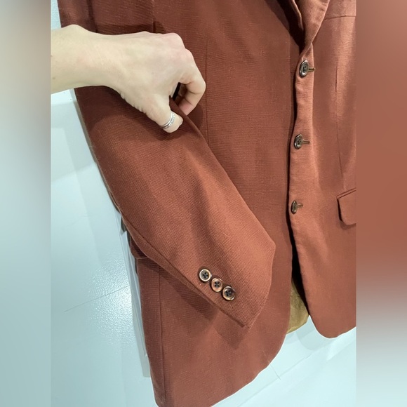 Beaver Brook Blazer Men’s Sz 42R Virgin Wool Career 3-Button Burnt Orange Colour - Picture 4 of 13